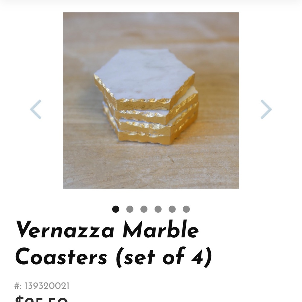 Vernazza Marble Coasters (Set of 4) - White and Gold